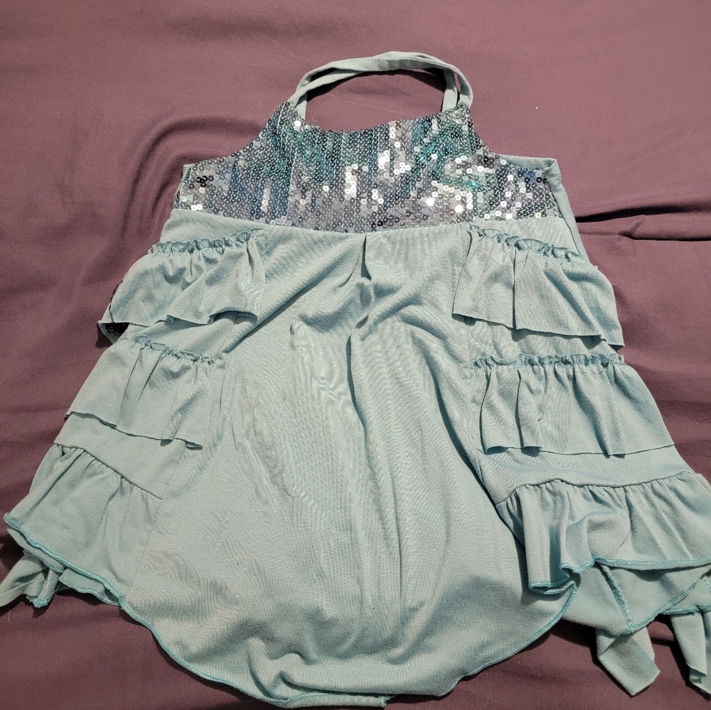 Sequin Halter Top in Teal